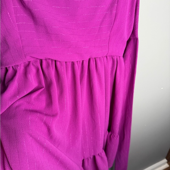 Lucy in the Sky Tiered Tie Back Metallic Threaded Baby Doll Mini Dress - Picture 8 of 10